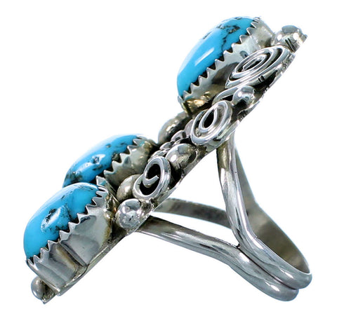 Navajo Sterling Silver Turquoise Flower Ring Size 6-1/2 SX108598